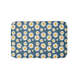 Navy Daisy Floral Bohemisch Botanisches Muster Badematte