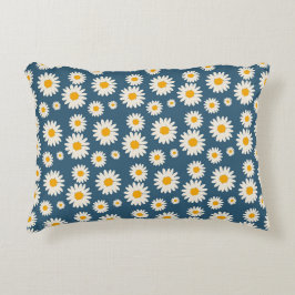 Navy Daisy Floral Bohemisch Botanisches Muster Dekokissen