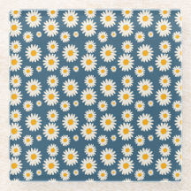 Navy Daisy Floral Bohemisch Botanisches Muster