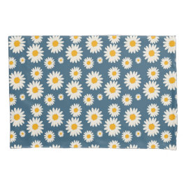 Navy Daisy Floral Bohemisch Botanisches Muster Kissenbezug