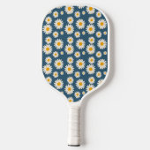 Navy Daisy Floral Bohemisch Botanisches Muster Pickleball Schläger (Rückseite)