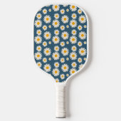 Navy Daisy Floral Bohemisch Botanisches Muster Pickleball Schläger (Vorderseite)