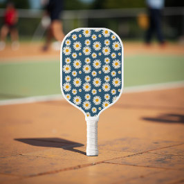 Navy Daisy Floral Bohemisch Botanisches Muster Pickleball Schläger