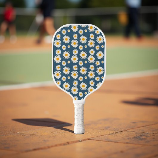 Navy Daisy Floral Bohemisch Botanisches Muster Pickleball Schläger