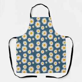 Navy Daisy Floral Bohemisch Botanisches Muster Schürze