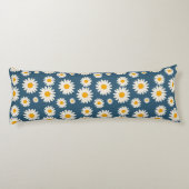 Navy Daisy Floral Bohemisch Botanisches Muster Seitenschläferkissen (Rückseite)