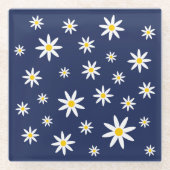 Navy Daisy Glass Untersetzer (Vorderseite)