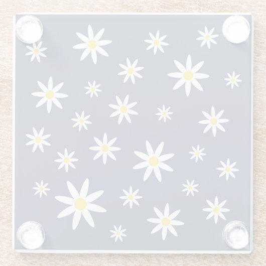 Navy Daisy Glass Untersetzer (Rückseite)