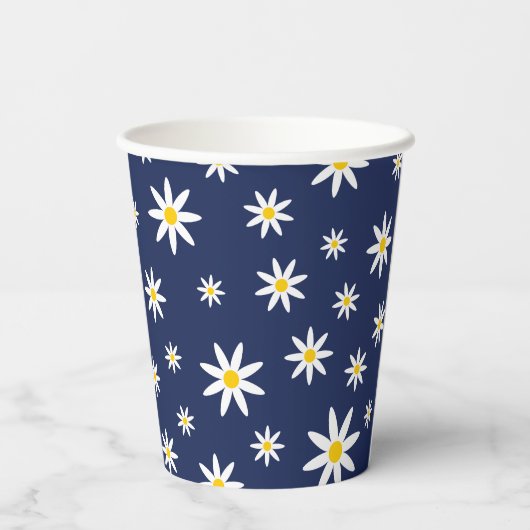 Navy Daisy Paper Cups Pappbecher (Rückseite)