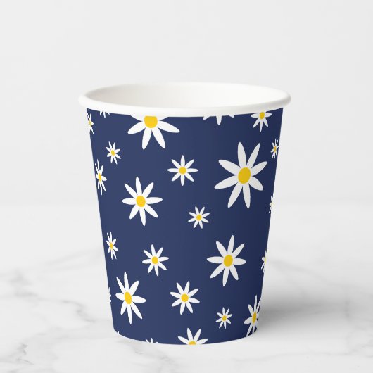 Navy Daisy Paper Cups Pappbecher (Vorderseite)