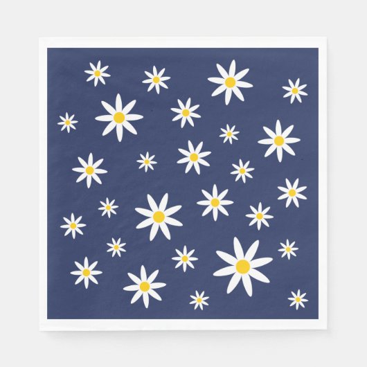 Navy Daisy Paper Napkins Serviette (Vorderseite)