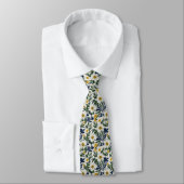 Navy Daisy- und Senfblumenmuster  Krawatte (Gebunden)