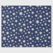 Navy Daisy Wrapping Paper Geschenkpapier (Flach)
