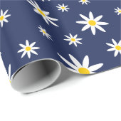 Navy Daisy Wrapping Paper Geschenkpapier (Rolleneckpunkt)