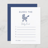 Navy Damask Baby Dusche Raten Sie das Baby Food In (Vorne/Hinten)