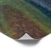 Navy Dark Blue Abstrakt Stripes Metallic Fluid Art Poster (Ecke)