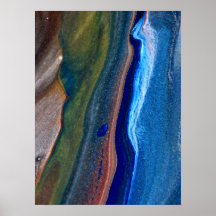 Navy Dark Blue Abstrakt Stripes Metallic Fluid Art