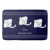 Navy Dark Blue Coastal Nautical Stingray Manta Ray Badematte (Vorderseite)