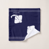 Navy Dark Blue Coastal Nautical Stingray Manta Ray Badhandtuch Set (Waschlappen)