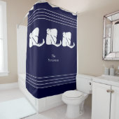 Navy Dark Blue Coastal Nautical Stingray Manta Ray Duschvorhang (Beispiel)