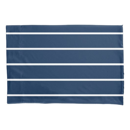 Navy Dark Blue Stripes Pillowcase Kissenbezug (Vorderseite)