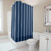 Navy Dark Blue Stripes Shower Curtain Duschvorhang (Beispiel)