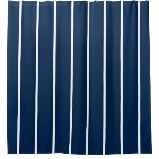 Navy Dark Blue Stripes Shower Curtain Duschvorhang (Vorderseite)