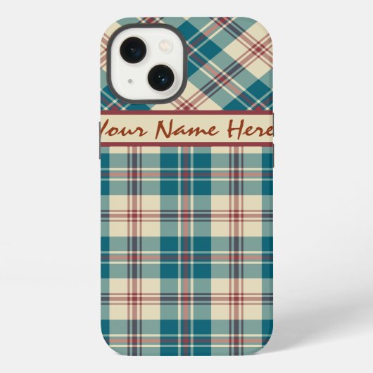 Navy Deep Red Beige Karo iPhone 6 Xtreme Case Hülle (Rückseite)