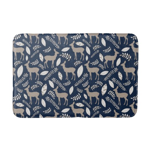 Navy Deer Collage Badematte (Vorderseite)