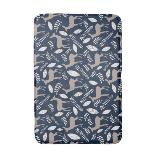 Navy Deer Collage Badematte (Vorderseite Vertikal)
