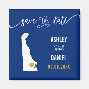 Navy Delaware Hochzeit Speichern Sie die Datumskar Magnet