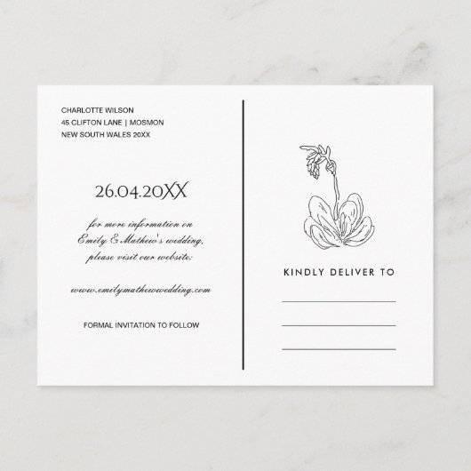 NAVY DESERT CACTI ERFOLGREICHE SKETCH SAVE THE DAT ANKÜNDIGUNGSPOSTKARTE (Rückseite)