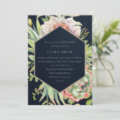 NAVY DESERT NACHFOLGENDES CACTI FOLIAGE BRAUTPARTY EINLADUNG (Stehend Vorderseite)