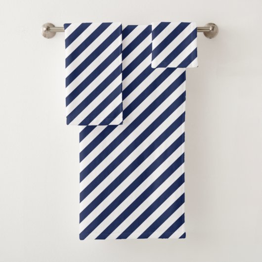 Navy Diagonal Stripes Bath Handtuch Set (Insitu)
