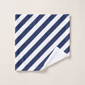 Navy Diagonal Stripes Bath Handtuch Set (Waschlappen)