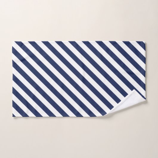 Navy Diagonal Stripes Bath Handtuch Set (Handtuch)