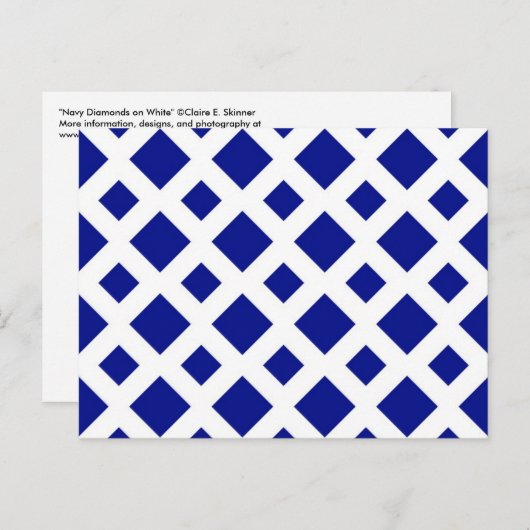 Navy Diamonds on White Postkarte (Vorne/Hinten)