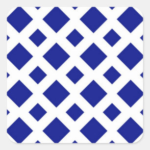 Navy Diamonds on White Quadratischer Aufkleber