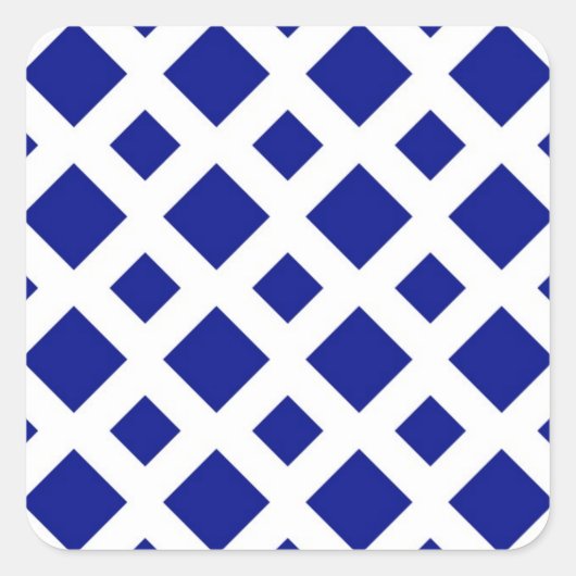 Navy Diamonds on White Quadratischer Aufkleber (Vorderseite)
