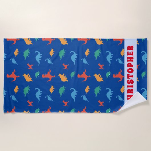 Navy Dinosaurier Pattern Kids Summer Strandtuch (Vorderseite)