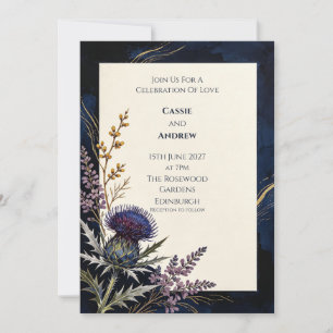 Navy-Distel-Kupfer-Hochzeitseinladung Einladung