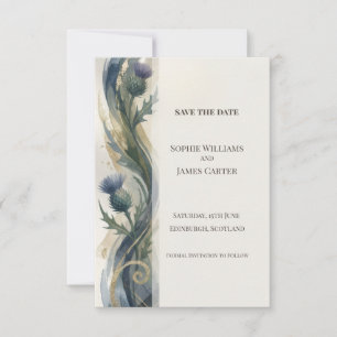 Navy Distel Save-The-Date-Karte Save The Date