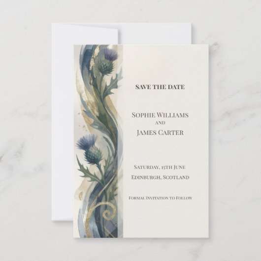 Navy Distel Save-The-Date-Karte Save The Date (Vorderseite)
