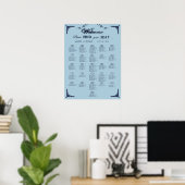 Navy Dusty Blue Alphabetical Wedding Seating Chart Poster (Heimbüro)