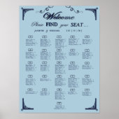 Navy Dusty Blue Alphabetical Wedding Seating Chart Poster (Vorne)