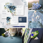 Navy & Dusty Blue Elegante Wasserfarben Runder Aufkleber