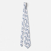 Navy Dusty Blue Eucalyptus Wedding Party Krawatte (Rückseite)