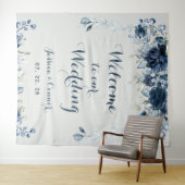 Navy Dusty Blue Eucalyptus Willkommen bei unserer  Wandteppich (Beispiel (Horizontal))