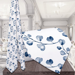 Navy Dusty Blue Eukalyptus Hochzeitsfeier Krawatte