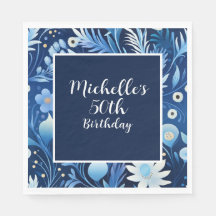 Navy Dusty Blue Floral 50. Geburtstag